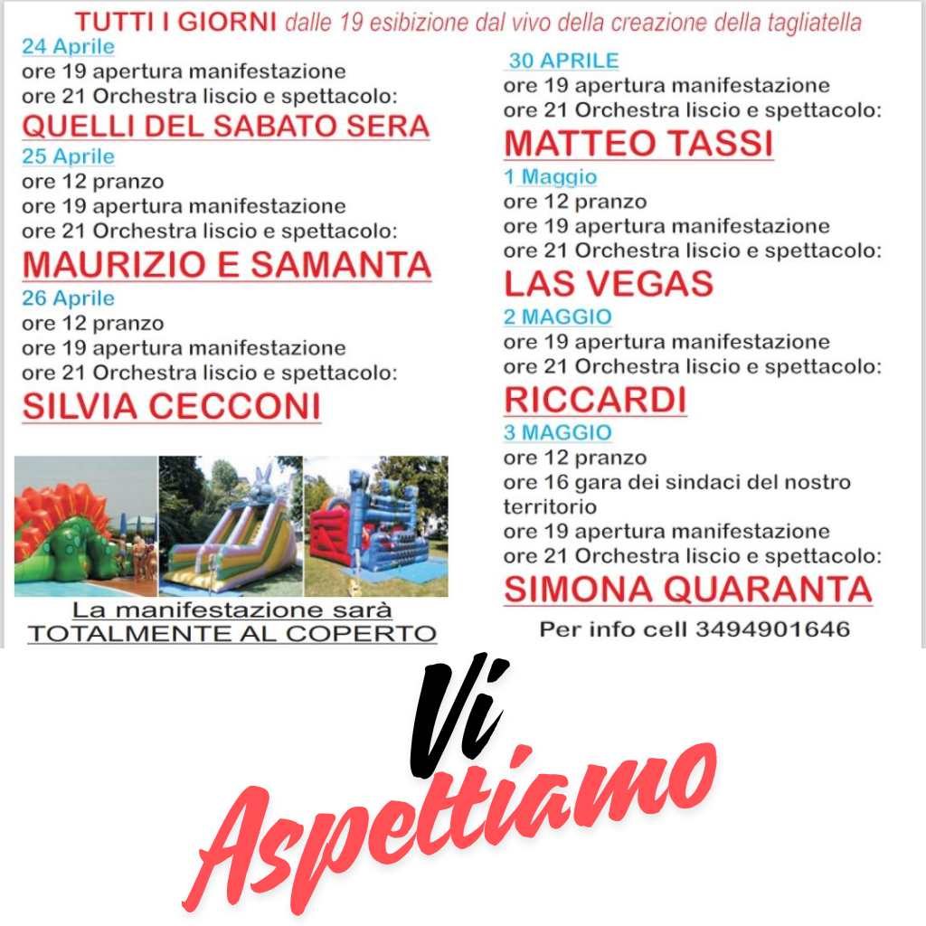 Programma della Sagra della Tagliatella 2026 a Fermignano